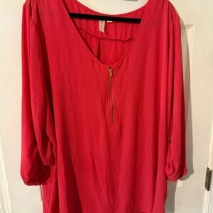 Women's plus size Pink Blouse with Zipper Detail